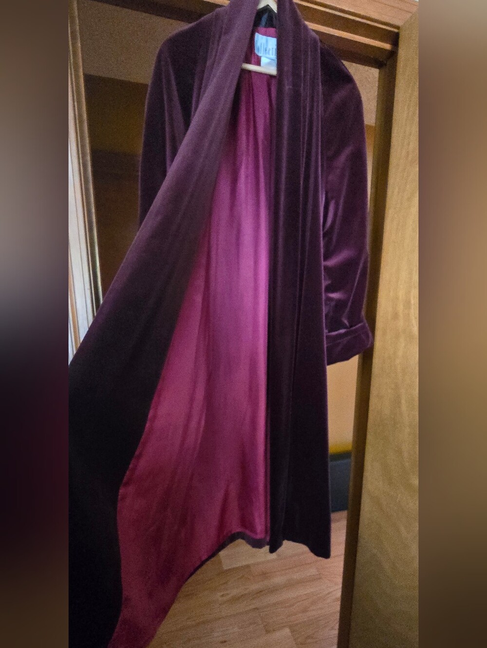Vintage JS Collections Burgundy Velvet Opera Coat Maxi Duster Whimsigoth Goth